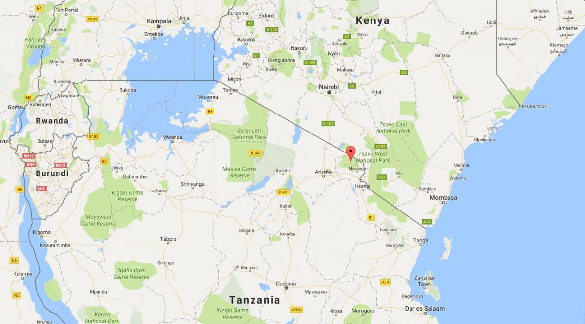 мапата на светот покажува Кенија