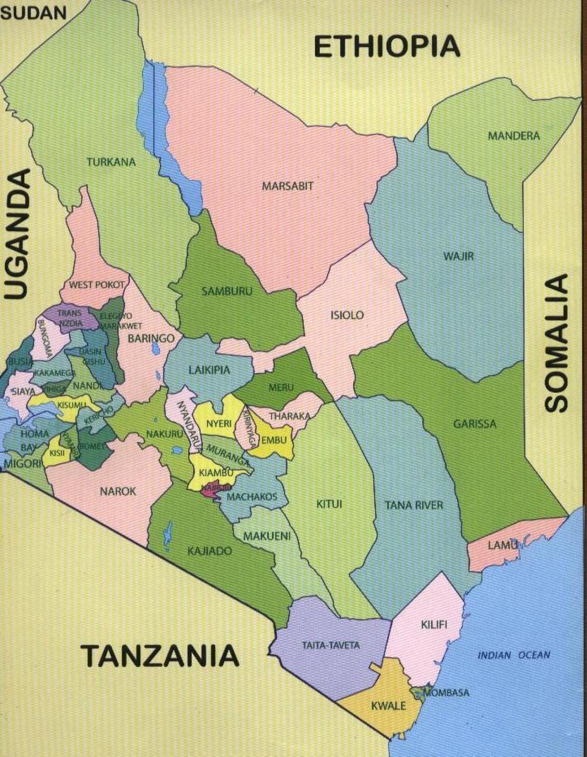 нова мапа на Кенија окрузи