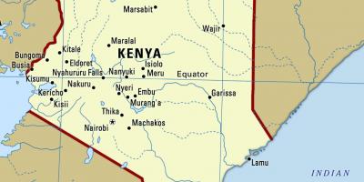 Карта на Кенија со градови