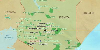 Карта на Кенија национални паркови и резервати