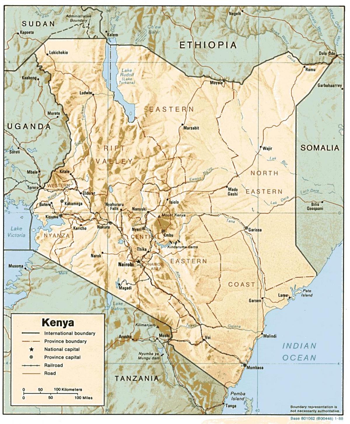 карта на Кенија покажуваат големи градови